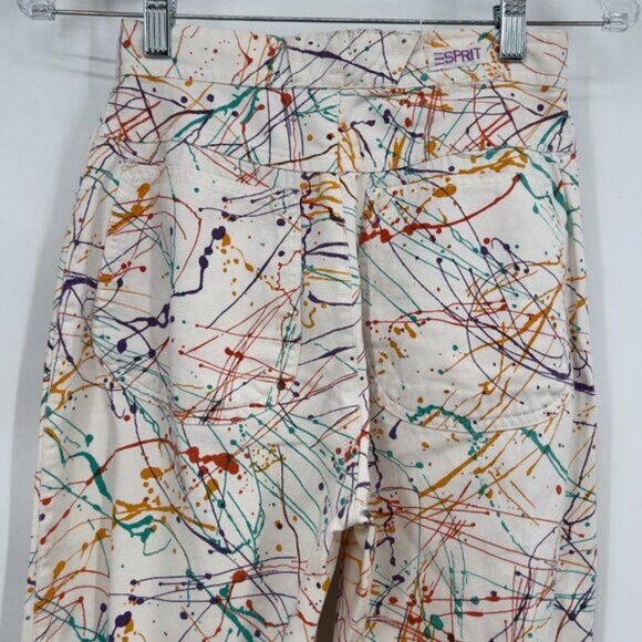 Vintage Esprit Sport 80s 90s Splatter Paint Pants High Waist Tapered Leg 7/8 - Picture 5 of 12